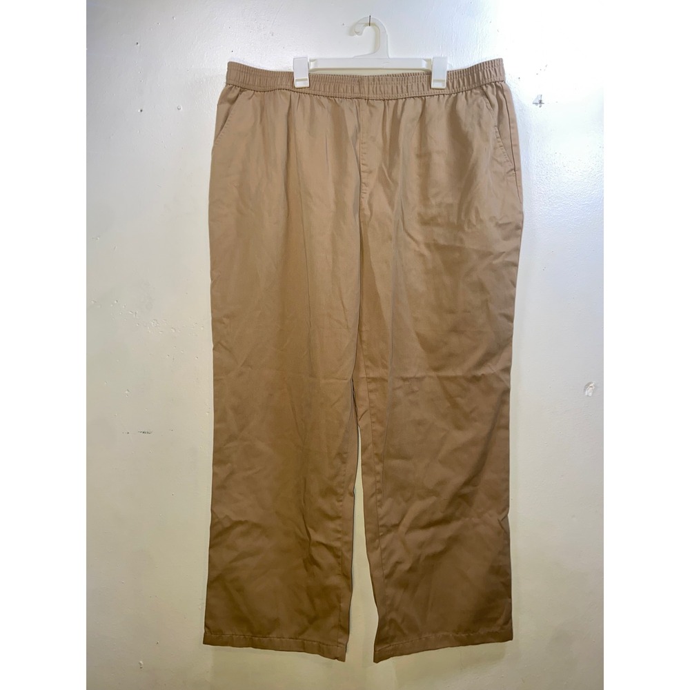 Pembrook Mens 3XL Khaki Elastic Waist Pull On Twill Pants Straight Leg Comfort